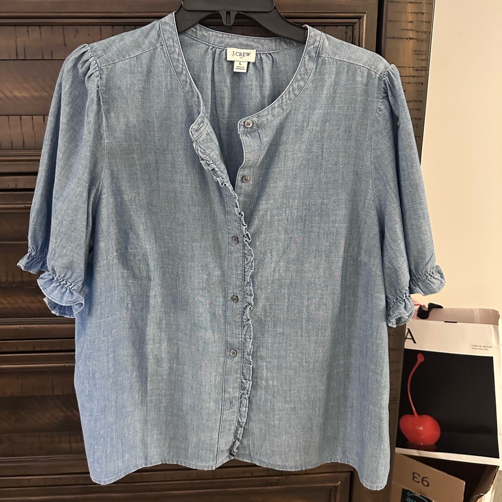 J. Crew Factory Linen Chambray Top Large